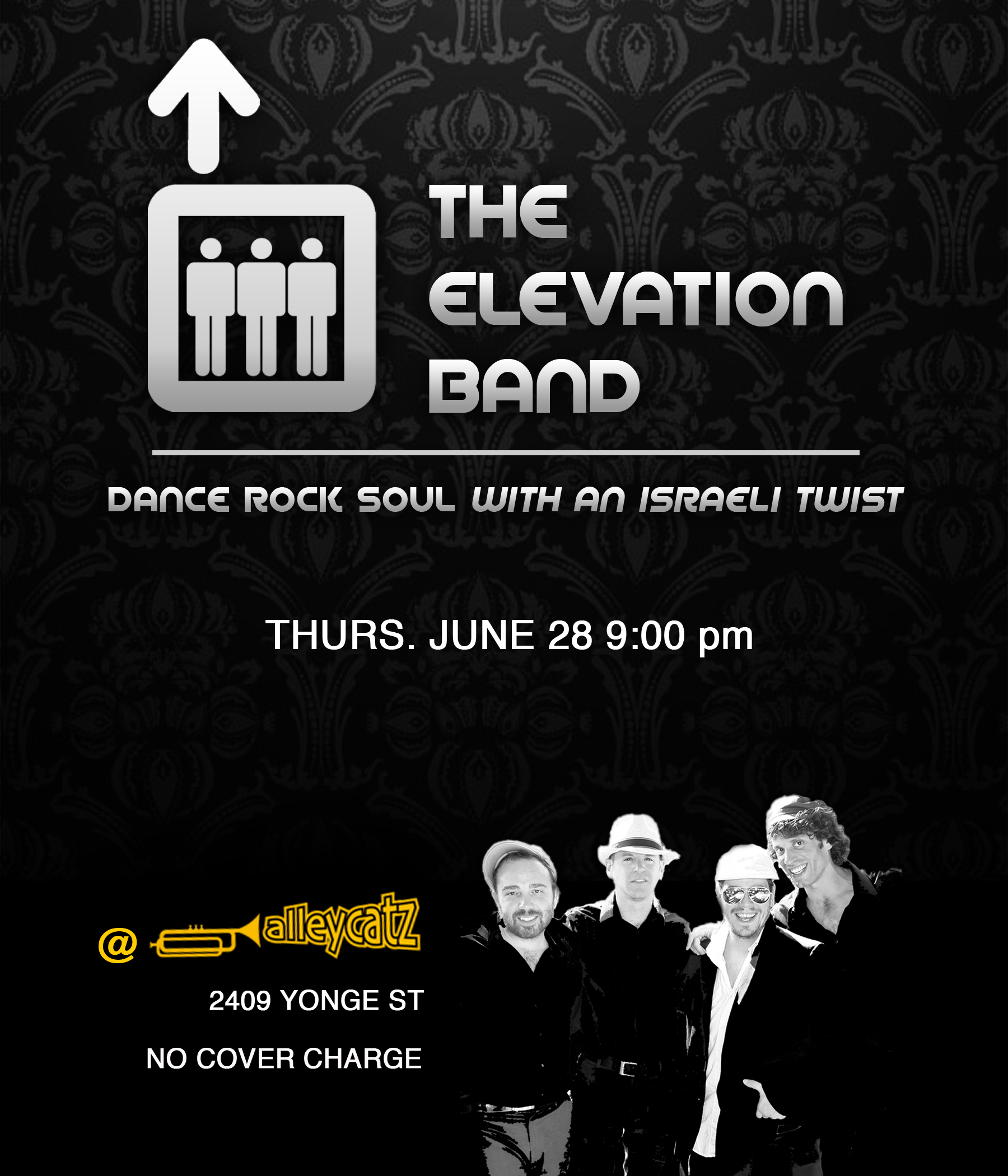 The Elevation Band performing Dance, Rock, and Soul at Alleycatz on June 28 2012 Location: 2409 Yonge St.  Starts at 9:00pm.  No cover charge.